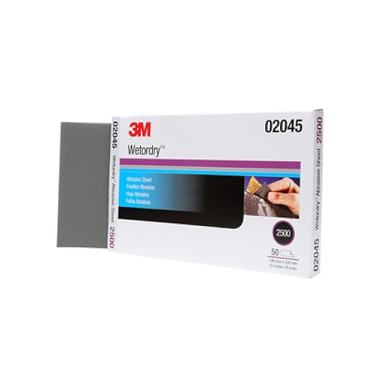 3M Wetordry Abrasive Sheet, 434Q, 02621, 1000+ Grade, 5 1/2 in x 9 in | 50 Sandpaper Sheets, for Auto Sanding, Metal Sanding, Finishing, Paint Prep