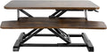 VIVO 28 inch Desk Converter, K Series, Height Adjustable Sit to Stand Riser, Dual Monitor and Laptop Workstation with Keyboard Tray, Rustic Vintage Brown Top, Black Frame, DESK-V028KN