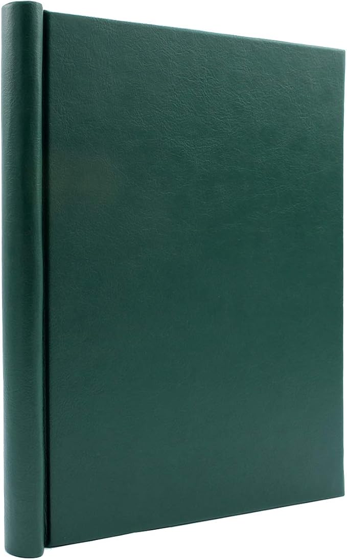 Faux Leather Springback Thesis Binder - Green, 1" Spine, by Bindertek | 150 Sheet Capacity, High-Tension Spring Clamp Style, Perfect for Thesis Work, Legal Documents, Menus, Portfolios, Photography