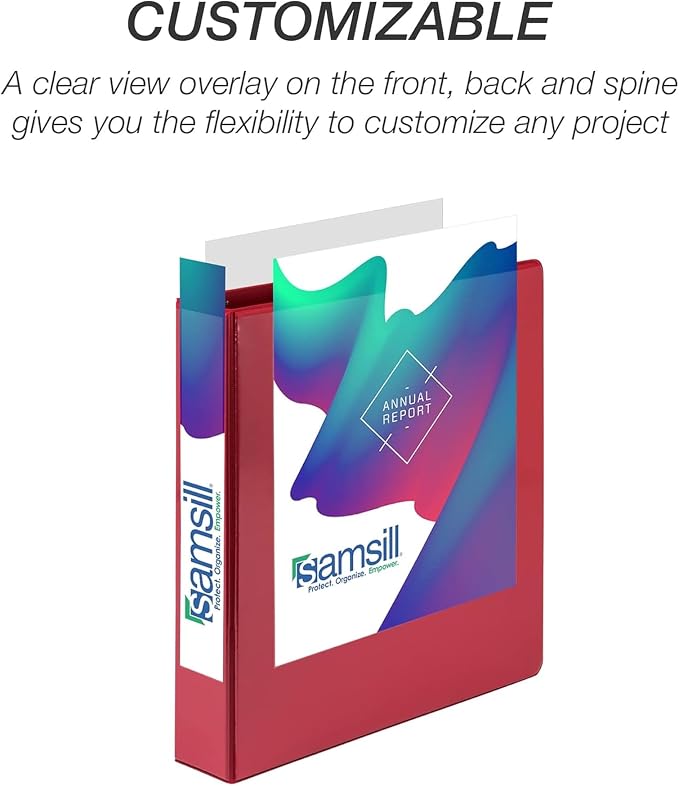 Samsill Durable 4 Inch Binder, Locking D Ring Binder, Customizable Clear View Cover, Red, 6-Pack, Holds 775 Pages