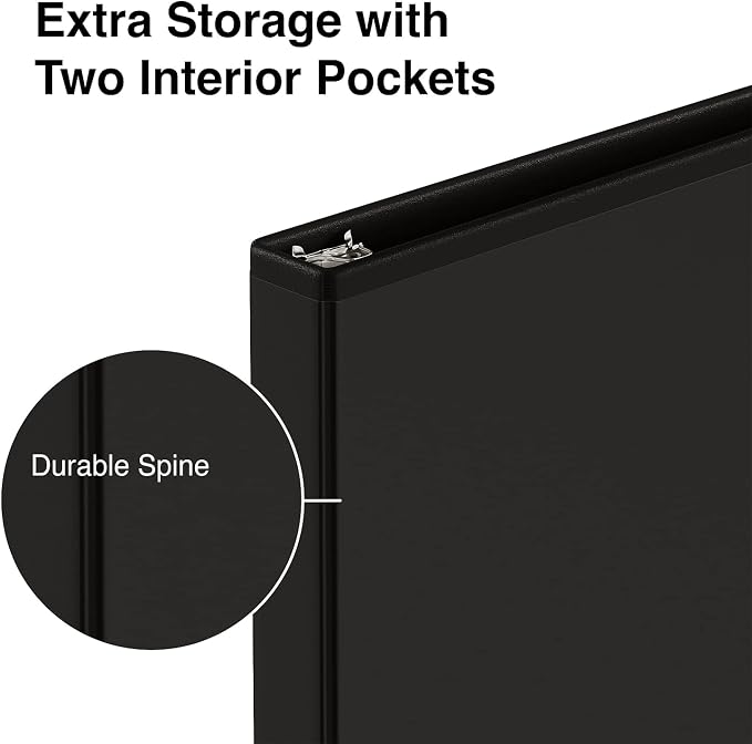 Staples Economy 0.5-Inch 3-Ring View Binder, Black, 3-Pack | Lightweight round-ring budget organizer for school and office use.