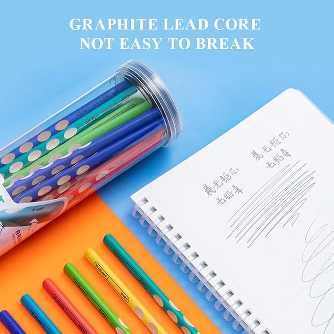 M&G 30pcs Triangular Pencils, 2B Pencils with Grip Correction, Wooden Graphite Pencils with Colored Barrels, Pre-Sharpened Break-Resistant, Suitable for Writing, Drawing, and Sketching