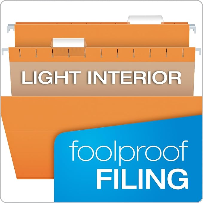 Pendaflex Recycled Hanging Folders, Letter Size, Orange, 1/5 Cut, 25/BX (81607)