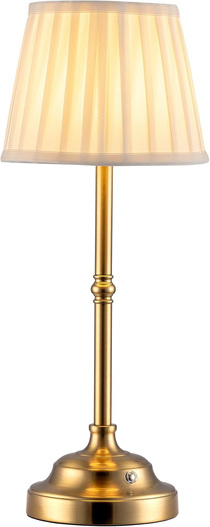 KDG Gold Cordless Portable LED Table Lamp, Beige Fabric Shade Desk Lamp | 4000mAh Rechargeable Battery Powered Lighting, Dimmable Light for Dining Room, Bedroom, Bedside, Night Light, Balcony