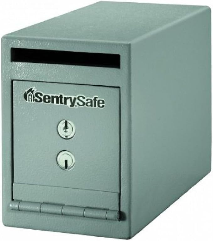 SentrySafe Depository Safe with Dual Key Lock, Steel Drop Slot Safe for Offices and Businesses, Stores Cash, Money, 0.23 Cubic Feet, 8.5 x 6 x 12.3 Inches, UC-025K