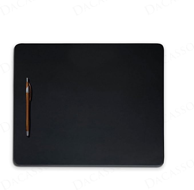 Dacasso Classic Black Leather 14" x 11.5" Luxury Conference Table Pad - Leather Desk Blotter for Writing - Boardroom Organization & Executive Desk Decor