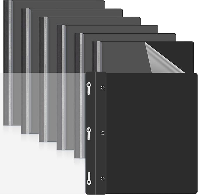 Teling 24 Pcs Clear Front Report Covers with 3 Prongs Fasteners Plastic Presentation Folders Resume Portfolio Report for Letter Size Binder for Paper Document School Office(Black)