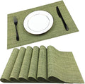 WAZAIGUR Placemats Crisscross Woven Vinyl Place Mats Set of 6 Green&Yellow
