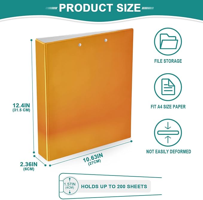 Three Rings Binders 1.5 in Notebook Binders with Pockets 1/2 Pack School Binder 200 Sheets Abstract Yellow Backgrounds Gradient