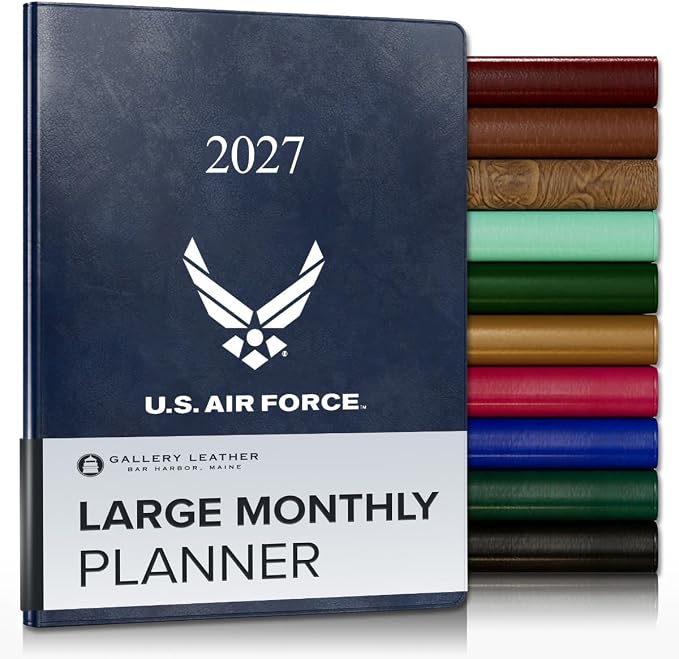 Gallery Leather Large Monthly Planner 2026-2027 Acadia Navy - US Air Force