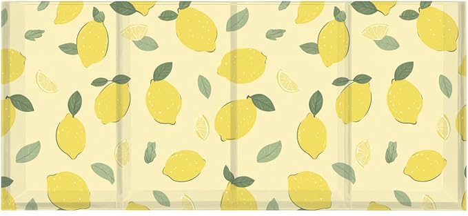 Lemon Fruit Acrylic Pen Holder 4 Compartments with Prints, Desktop Makeup Brush Organizer Cutlery Acrylic Organizer Pencil Plastic Organizer Personalized Printed Pen Holder