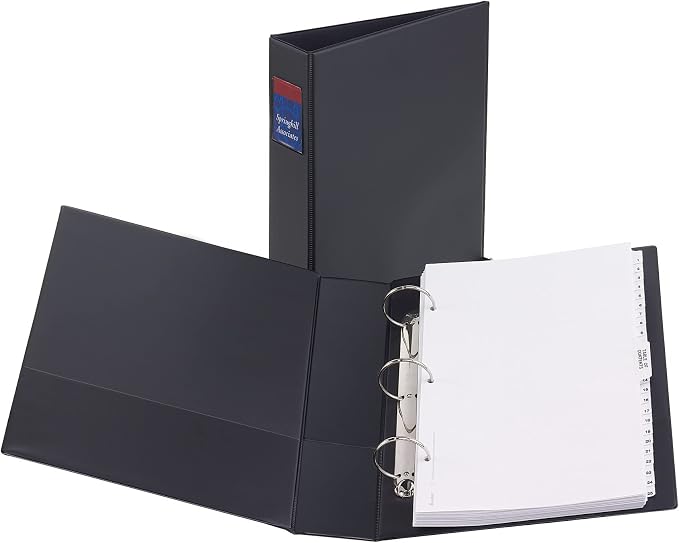 Avery® Legal-Size 3 Ring Binder, 2" Round Rings, 1 Black Binder | For Organizing Legal Documents and Contracts, Wider Panels for Dividers, Two Interior Pockets, Spine Label Holder