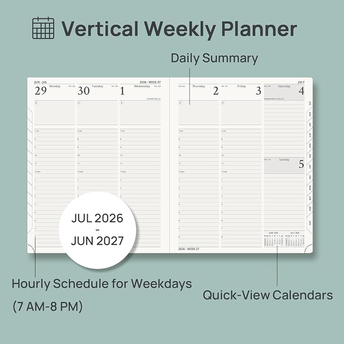 POPRUN Planner 2026-2027, Large-8.5" x 10.5", Academic Weekly Planner
