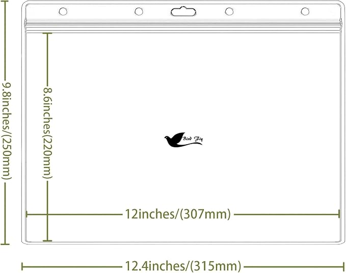 Bird Fiy Sheet Protectors 10 Pack 8.5" x 11" Waterproof Resealable Zip Wall Sign Holder Page Protectors Clear Photo Plastic Sleeves for Documents, Photos, and Wall Sign Display (Horizontal, 10 Pack)