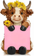 Thenshop Fall Sunflower Highland Cow Pop up Sticky Note Dispenser | Fall Resin Highland Cow with 100 Sheets, Sticky Note Holder, Highland Cow Desk Accessories, Classroom School Gift, 3 x 3 Inch