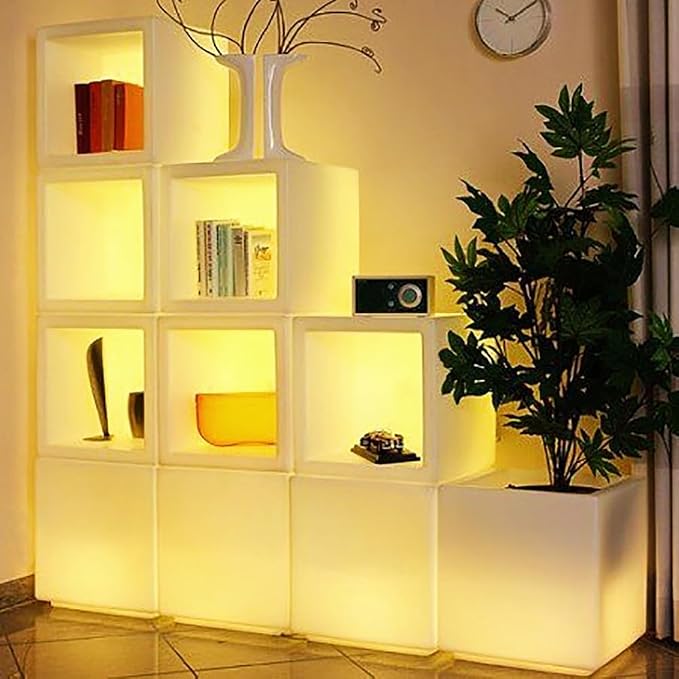 Mr.Go 16" Hollow LED Light Cube, RGB Glowing Storage Container & Ice Bucket | Adjustable RGB Lighting Effects, IP65 Waterproof Multi-Use Cube as Plant Pot, Side Table, Party Decor Indoor & Outdoor Events