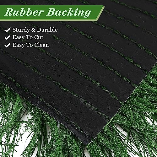 XLX TURF 13" x 108" Shaggy Fake Grass Table Runner for Hawaiian Party Summer Decor, Fireproof Green Thatch Palm for Wedding, Jungle Safari Wild One Birthday, Baby Shower
