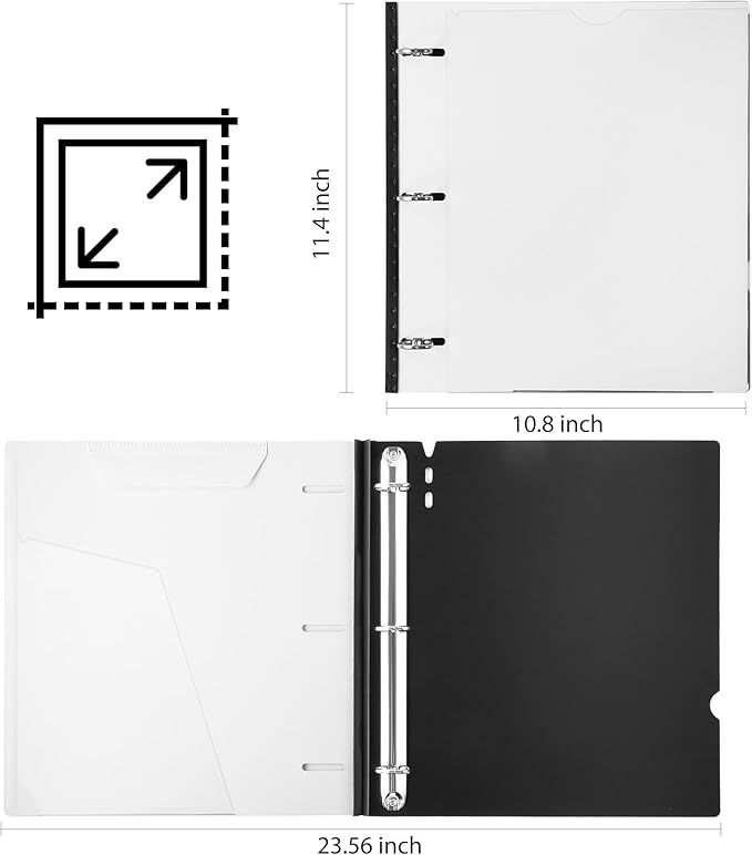 WOT I 12-Pack Telescoping 3 Ring Binder 1 Inch, Expandable Flexible Binder - Patented Design for Easy Portability, Holds 8.5"x11" Paper, Perfect for School, Office&Home Organization, White