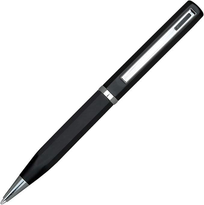Lanier Licia Ballpoint Pen - Shiny Chrome Ring & Parts with Medium Tip 0.7mm Cross Style Refill (with Accents - White or Black or Pink or Purple)
