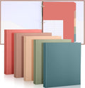 Ctosree 5 Sets 1 Inch Heavy Duty 3 Ring Binder with 2 Pockets with 5 Tab Dividers 8.5 x 11 Inch Plastic Film and File Folder Labels for Letter Size Paper Office Home Supplies(Retro Color)