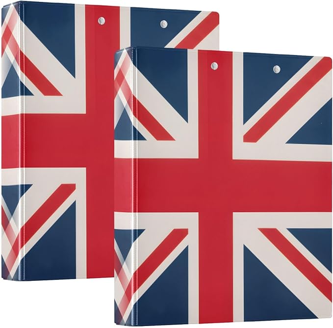 ALAZA 3 Ring Binder British Flag Clipboard Round Ring Binder Holds 1.5 Inch Three Ring Binder Heavy Duty Ring Binders for Office Supplies, 1Pack