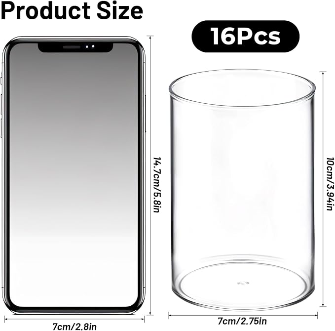Kifmurase 16 Pack Clear Acrylic Pen Holder, Round Pencil Holder for Desk Pen Cups Makeup Brush Holders Stationery Organizer for Office School Home Desk Accessories