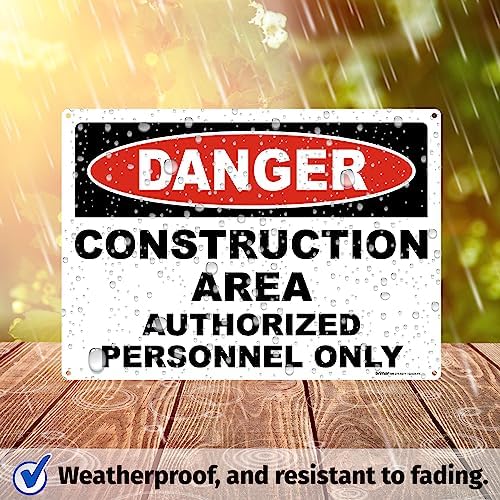 BRIMAR Danger Construction Area Safety Sign, 14 X 10 in, Aluminum