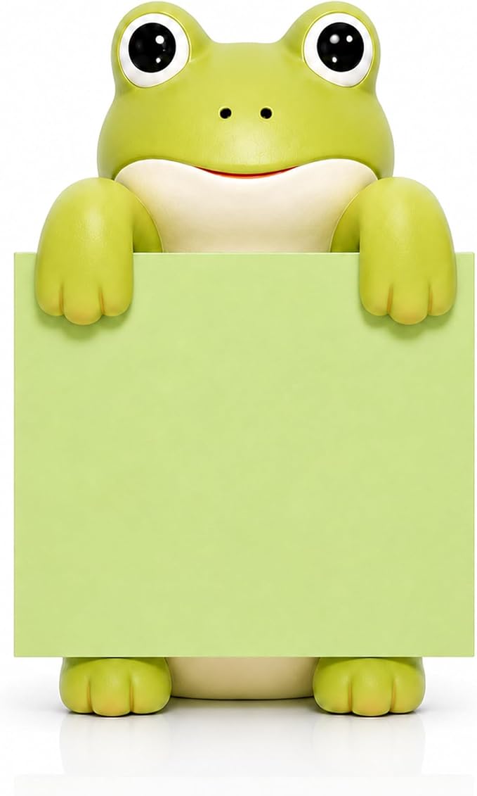 Frog Pop-Up Sticky Note Dispenser for 3 x 3 in Notes, Green | Includes 100 sheets; handmade resin decor for office, home or classroom; gift for teachers, coworkers and frog lovers