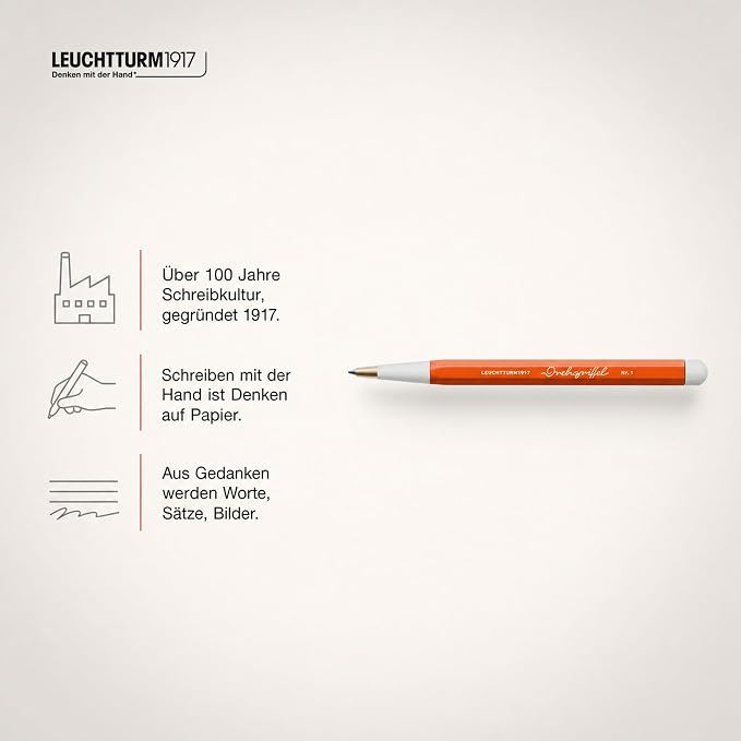 LEUCHTTURM1917 - Drehgriffel Writing Pen (Pumpkin) - Ballpoint Pen with Royal Blue Ink Included