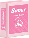SUNEE 3 Ring Binder, 2 Inch Clear View PVC-Free (Fit 8.5x11 Inches) for School or Office, Pink, 1 Pack