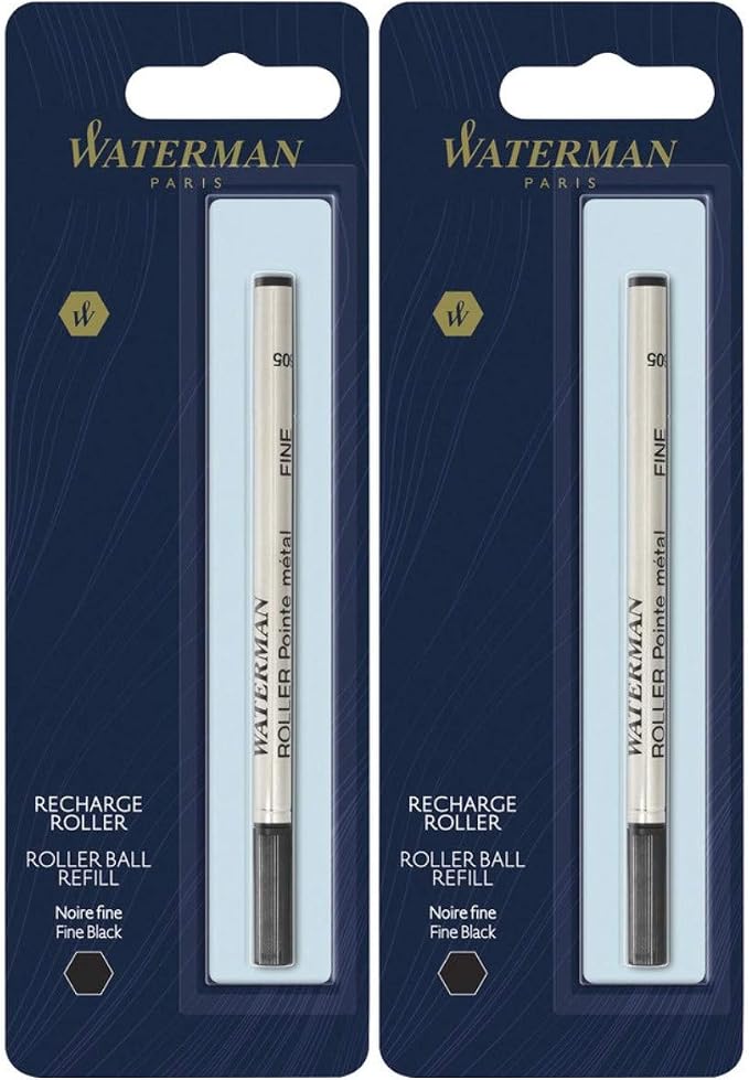 Waterman(R) Refill, Rollerball, Fine Point, 0.5 mm, Black (2-Pack)