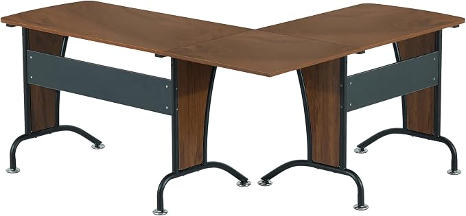 Techni Mobili Multi Configuration Desk, Reversible L-Shaped/Inline, Walnut | Corner Desk, Left/Right, Steel Frame, Spacious Work Area, Ideal for home office, Workspace organization