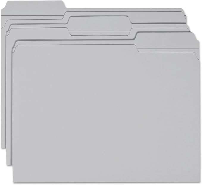 Smead File Folder, Reinforced 1/3-Cut Tab, Letter Size, Gray, 100 per Box (12334)