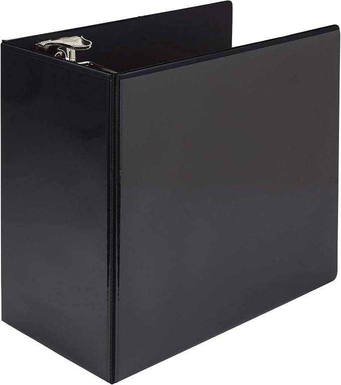 Samsill Titan Extra Large 6 Inch 3 Ring View Binder - Non-Stick Customizable Clear View Cover - Locking D-Ring - Holds Over 1250 Sheets - Black (Pack of 6)