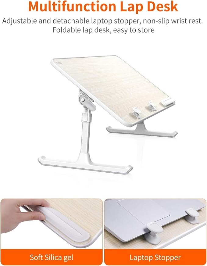 Laptop Desk for Bed, SAIJI Lap Desks Bed Trays for Eating Writing | for Eating Writing, Adjustable Computer Laptop Stand, Foldable Lap Table in Sofa and Couch（20.5x11.8 Teak