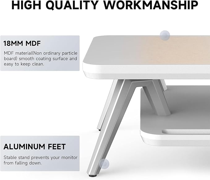 Fenge 42.5-Inch Monitor Stand Riser with Laptop, Phone & Headphone Holders | 10° Adjustable Laptop Holder, 2-Tier Storage, Dual Monitor or Monitor-Laptop Setup, Ideal for Multitasking, Gaming, Streaming