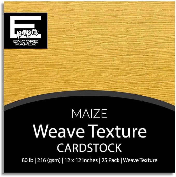 MAIZE—12x12 Textured Cardstock | 80lb Textured Yellow Scrapbook Paper | Premium Cardstock for Cricut Cutting | 25 Sheets