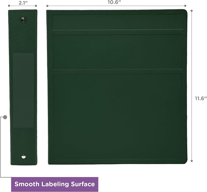 Carstens 1.5-Inch Heavy Duty 3-Ring Binder - Side Opening, Forest Green, Durable Plastic, Precision No-Gap Rings, Waterproof Cover, No Pockets, Holds 250 Letter Sheets, BPA-Free, Made in USA (2041-3R)
