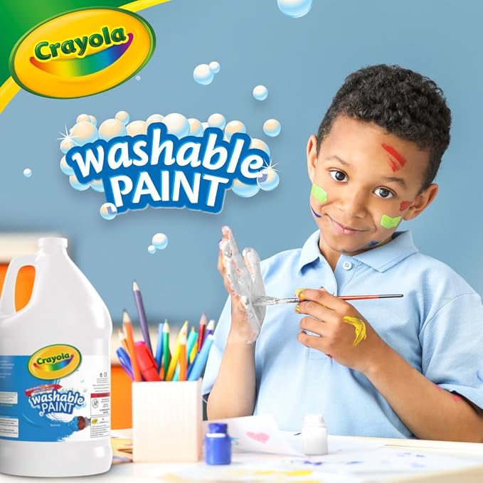 Crayola Washable Paint (1 Gallon), White Paint, Teacher Classroom Must Haves, School Supplies for Kids, Nontoxic, 3+ | Teacher Classroom Must Haves, School Supplies for Kids, Nontoxic Painting Arts & Crafts, Ages 3+