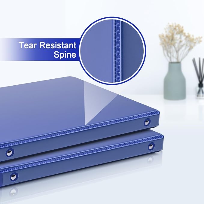 COMIX Sturdy 0.5 Inch 3 Ring Binder with Clear View Cover | 0.5"Heavy Duty Round Ring,PVC-Free Board,Holds 100 Letter Sheets,Wholesale for Offices & Classrooms,6 Pack (Dark Blue)