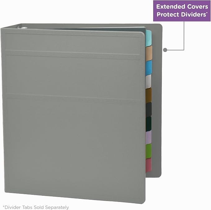 Carstens 2-Inch Heavy Duty 3-Ring Binder - Side Opening, Ash Gray, Durable Plastic, No-Gap Rings, Waterproof Cover No Pockets, Holds 300 Letter-Sized Sheets, BPA-Free, Made in USA (2822-3R) Case of 16