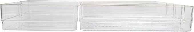 Martha Stewart Kerry Stackable Desk Drawer Organizers, Clear/Gold, 5-Pack | Various Sizes, Gold Trim, Stackable