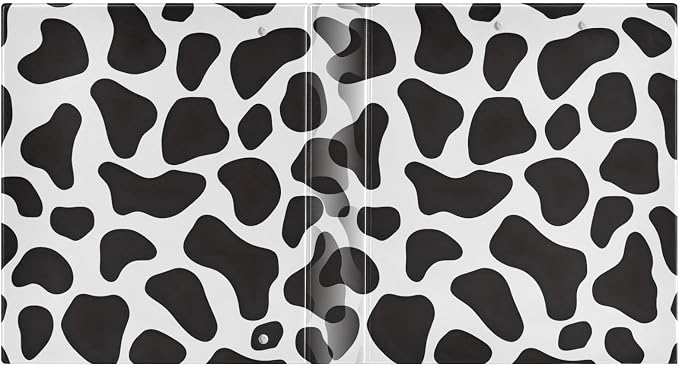 ALAZA 3 Ring Binder Black and White Cow Doodle Print Clipboard Round Ring Binder Holds 1.5 Inch Three Rings Binder Heavy Duty Binders for School Office Supplies, 1Pack