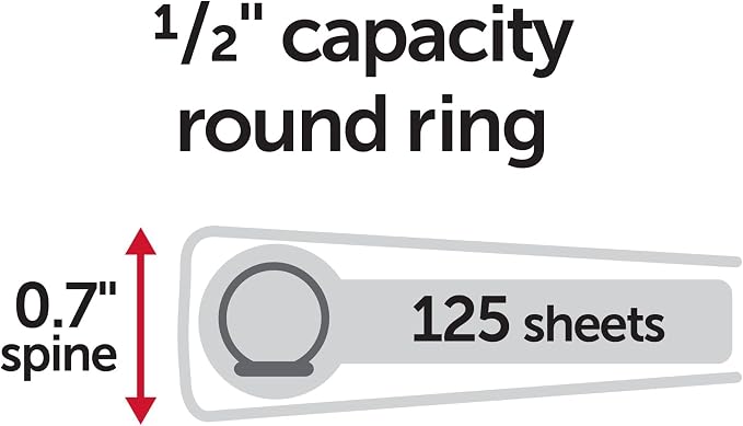 Just Basics Round-Ring View Binder, 1/2" Rings, 61% Recycled, Black, Pack of 12 Binders