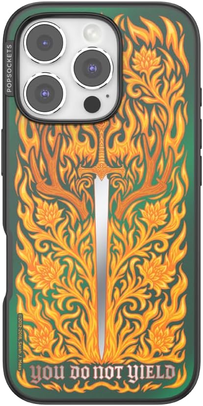 PopSockets iPhone 16 Pro Phone Case with MagSafe- Fireheart | Magnetic, Wireless Charging, Camera & Drop Protection, Acotar, Throne, Glass, Sarah, Dragon