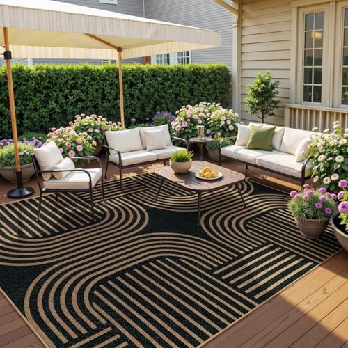 Lahome Modern Geometric Easy Jute Rug, 6x9 Area Rugs for Living Room
