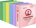 COMIX Sturdy Standard 2 Inch 3 Ring Binder with Clear View Cover | 2"Round Ring,PVC-Free,Holds 400 Letter Sheets,Morandi Multicolor for Students & Office,6 Pack (Multicolored)