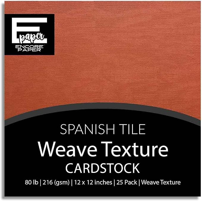 SPANISH TILE—12x12 Textured Cardstock | 80lb Textured Orange Scrapbook Paper | Premium Cardstock for Cricut Cutting | 25 Sheets