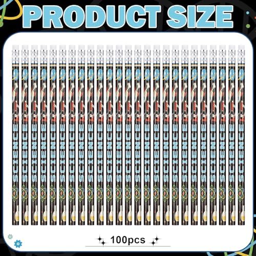 Tenceur 100 Pcs Science Pencils with Erasers Bulk 7.3 Inches Student Incentives Recognition Education Award Prize for Teacher School Classroom Reward Supplies