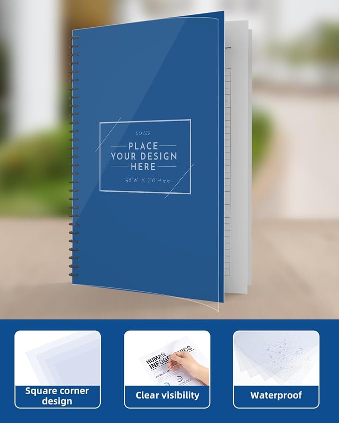 Dynta 200 Pack Binding Covers A4 Clear Report Cover | Letter Size, 8.5x11 Inches, 8 mil PVC Sheets, Square Corners, Un-Punched, Office Supplies
